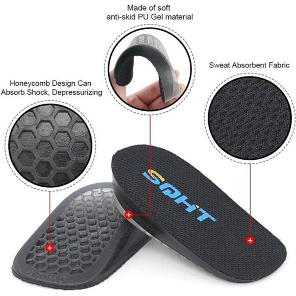 Height Increase Insoles - Heel Shoe Lift Inserts for Achilles Tendonitis - Picture 3 of 7